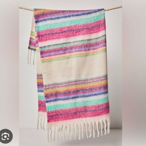 Colorful Striped Fringe Blanket